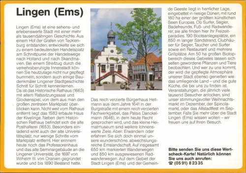 Lingen (Ems) Bild-Postkarte Ortsansicht Drucksache Antwortkarte  1980