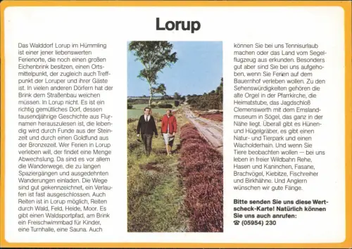Lorup Bild-Postkarte Ortsansicht Drucksache Antwortkarte "Wertscheck" 1980