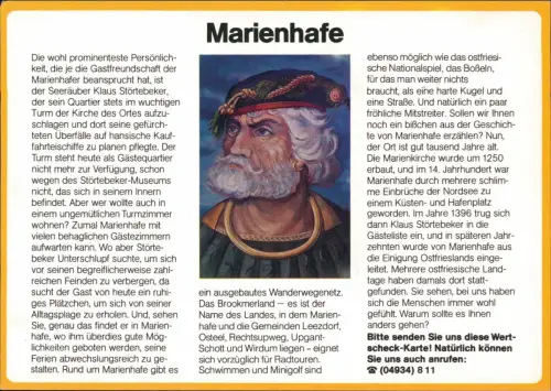 Marienhafe Bild-Postkarte mit Störtebeker  Antwortkarte "Wertscheck" 1980