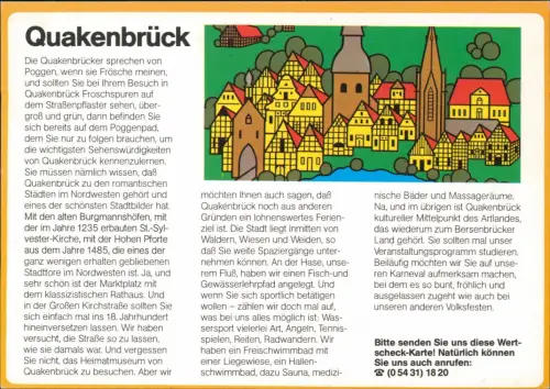 Quakenbrück Bild-Postkarte Ortsansicht Drucksache Antwortkarte "Wertscheck" 1980