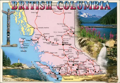 Postcard Kanada (allgemein) Landkarten AK BRITISH COLUMBIA 2008