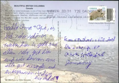 Postcard Kanada (allgemein) Landkarten AK BRITISH COLUMBIA 2008