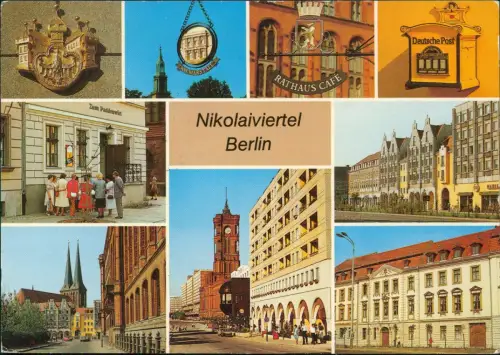 Ansichtskarte Mitte-Berlin Nikolaiviertel Mehrbildkarte 1988