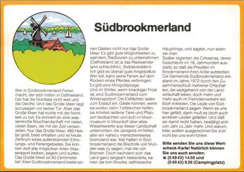 Südbrookmerland Bild-PK Ortsansicht, Drucksache Antwortkarte "Wertscheck" 1980