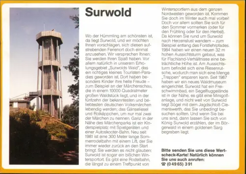 Surwold Bild-PK Ortsansicht, Drucksache Antwortkarte "Wertscheck" 1980