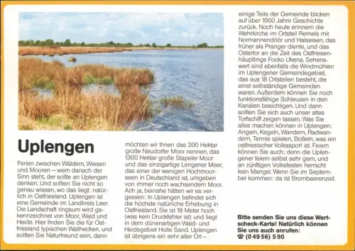 Uplengen Bild-PK Ortsansicht, Drucksache Antwortkarte "Wertscheck" 1980