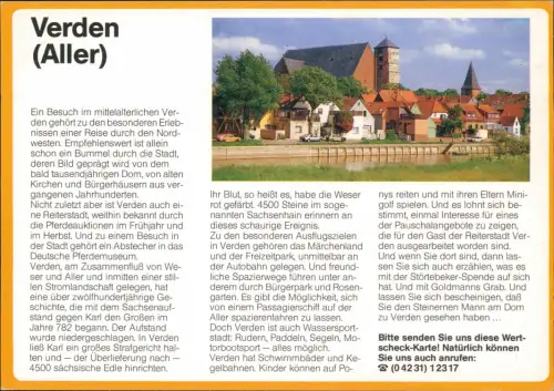 Verden Aller Bild-PK mit Ortsansicht Drucksache Antwortkarte "Wertscheck" 1980