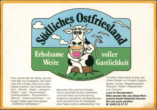 Leer (Ostfriesland)   Kaffee trinkender Kuh, AWK Drucksache "Wertscheck" 1980