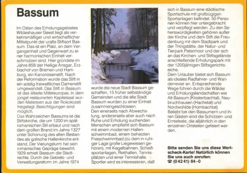 Bassum Bild-Postkarte mit Ortsansicht, Antwortkarte Drucksache "Wertscheck" 1980