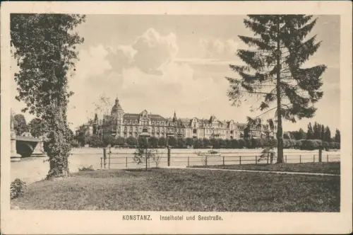 Ansichtskarte Konstanz Inselhotel und Seestraße. 1916