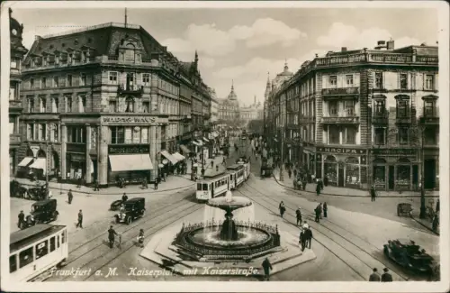 Frankfurt am Main Kaiserplatz mit Kaiserstraße, Straßenbahn 1934
