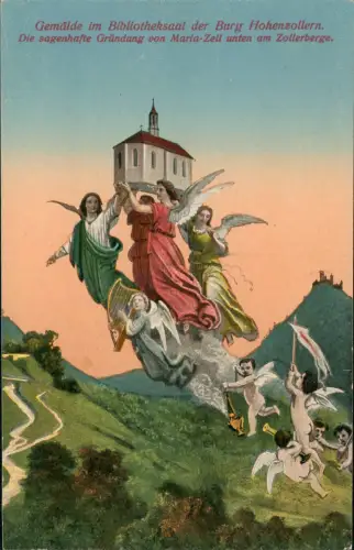 Ansichtskarte Hechingen Burg Hohenzollern Künstlerkarte Gemälde Engel 1914