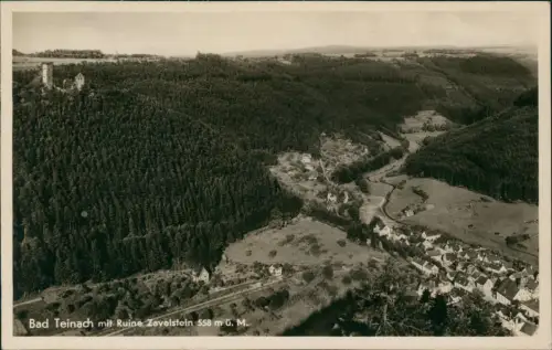 Ansichtskarte Bad Teinach-Zavelstein Stadt mit Ruine Zavelstein 1938
