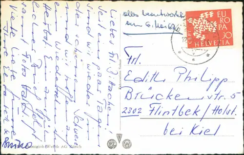 Ansichtskarte Basel Marktplatz Parkplatz Geschäfte 1962