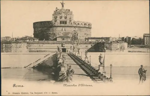 Cartolina Rom Roma Mausoleo d'Adriano. 1908