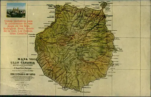 Las Palmas de Gran Canaria Landkarten AK Gran Canaria Kanaren 1922