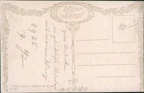 Traunkirchen Inneres der Kirche - Künstlerkarte Wiener Kunst 1913