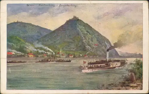Döbling-Wien Kahlenberg Leopoldsberg Dampfer Künstlerkarte 1913