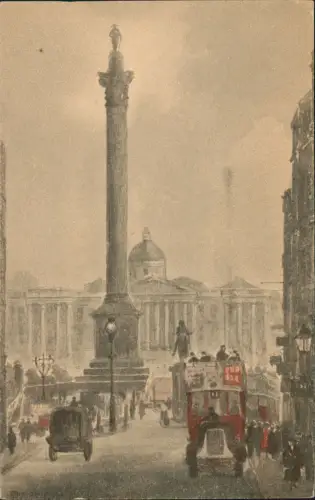 Postcard London Trafalgar Square - Verkehr Künstlerkarte 1932