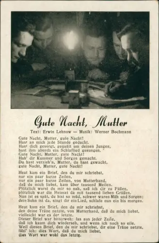 Ansichtskarte  Liedkarte Militär Gute Nacht, Mutter WK2 Soldaten 1941