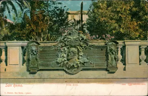 Cartolina San Remo Sanremo Villa Zirio 1913