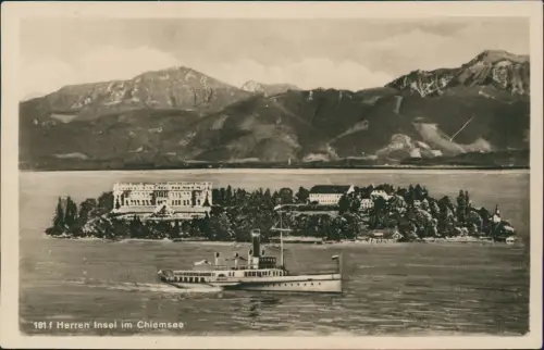 Ansichtskarte Chiemsee Herreninsel Dampfer Chiemsee Fotomontage 1932
