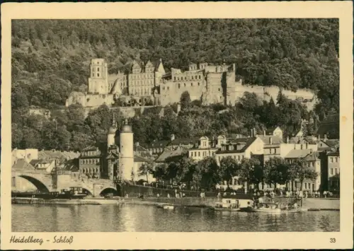 Ansichtskarte Heidelberg Heidelberger Schloss und Neckar-Partie 1956