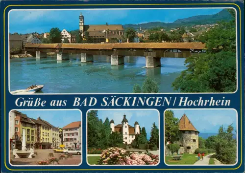 Bad Säckingen Mehrbildkarte mit 5 Ortsansichten der Trompeterstadt 1993