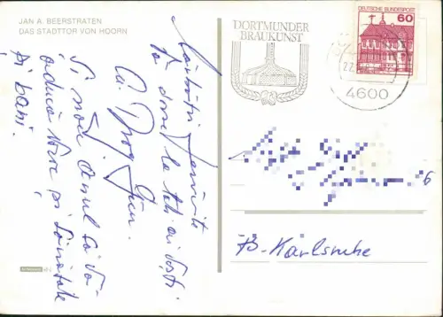 Ansichtskarte  Künstlerkarte: JAN A. BEERSTRATEN DAS STADTTOR VON HOORN 1983
