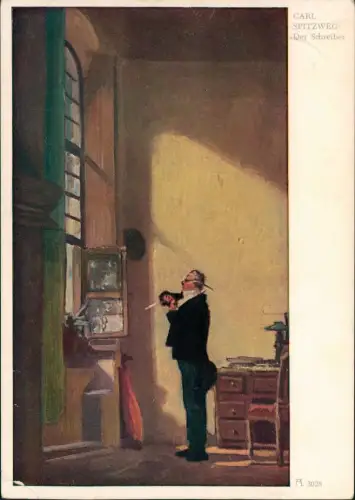 Ansichtskarte  Künstlerkarte Maler Carl Spitzweg: Der Schreiber 1967