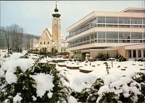 Ansichtskarte Bad Brückenau Kurmittelhaus und Marien-Kirche im Winter 1978