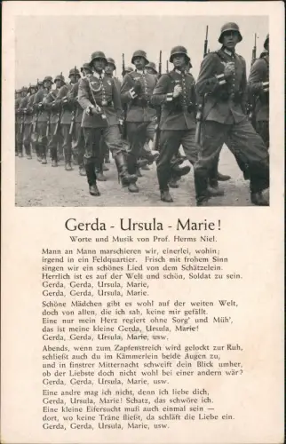 Liedkarte Militär WK2 Gerda Ursula Marie! marschierende Soldaten 1941