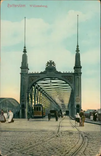 Postkaart Amsterdam Amsterdam Willemsbrug. Tram Straßenbahn 1912