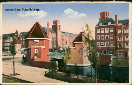 Postkaart Amsterdam Amsterdam Scheldebrug. 1918