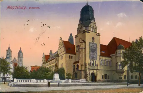 Ansichtskarte Magdeburg Museum, Reichsadler 1916