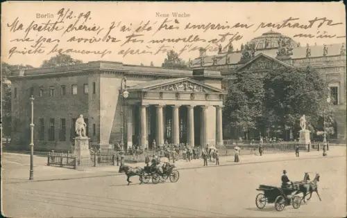 Ansichtskarte Mitte-Berlin Neue Wache Kutschen 1913