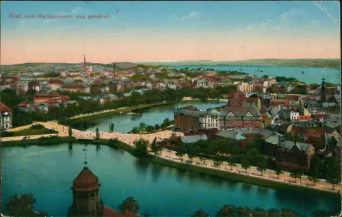 Ansichtskarte Kiel vom Rathausturm aus gesehen. 1913