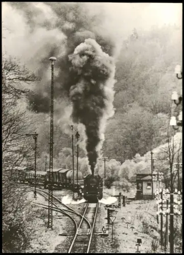 Elsterberg (Vogtland) Dampflokomotive BR 50 1304 Ausfahrt aus Elsterberg 1982