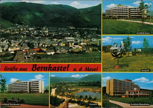 Bernkastel-Kues  Mehrbild-AK u.a. Gesamtansicht und Kurklinik Kues 1988/1979