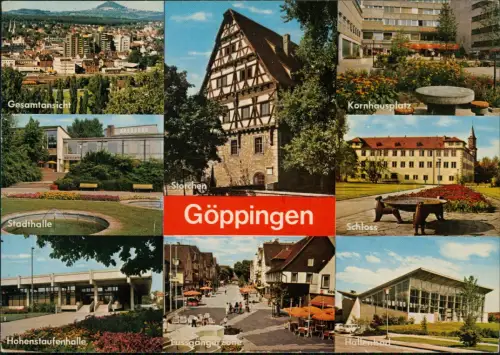 Göppingen Mehrbild-AK mit Stadthalle Kornhausplatz Schloss 1978