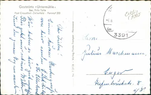 Ansichtskarte Clausthal-Zellerfeld Oberer Teich im Spiegeltal 1965