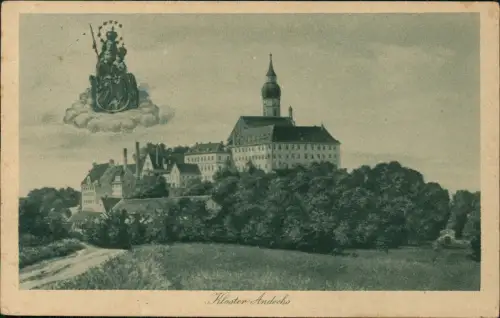 Ansichtskarte Andechs Kloster Maria und Jesus im Himmel 1926