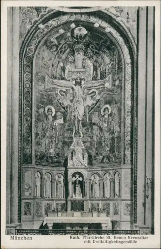 Ansichtskarte München Kath. Pfarrkirche St. Benno Kreuzaltar 1935