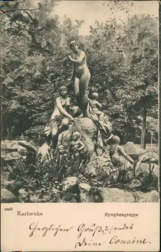 Ansichtskarte Karlsruhe Nymphengruppe - Park 1904