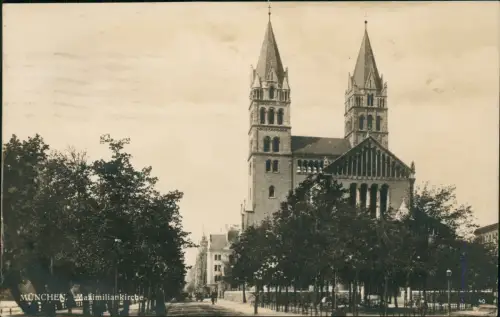 Ansichtskarte München Straßenpartie an der Maximiliankirche. 1930
