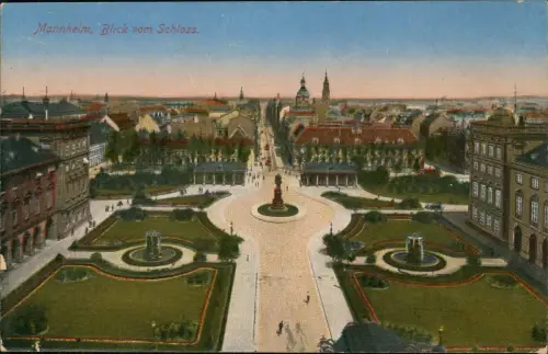 Ansichtskarte Mannheim Blick vom Schloss. 1914