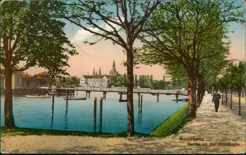 Ansichtskarte Konstanz Partie an der Seestraße 1918  Stempel Überwachungsstelle