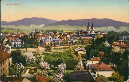 Ansichtskarte Offenburg Stadtblick 1915  gel. Feldpost Lahr Stempel