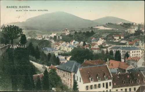 Ansichtskarte Baden-Baden Blick vom neuen Schloß 1910