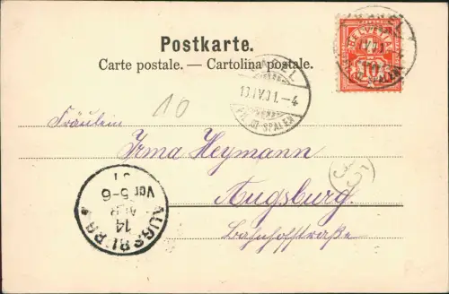 Ansichtskarte Basel Flußpartie und Universität 1901